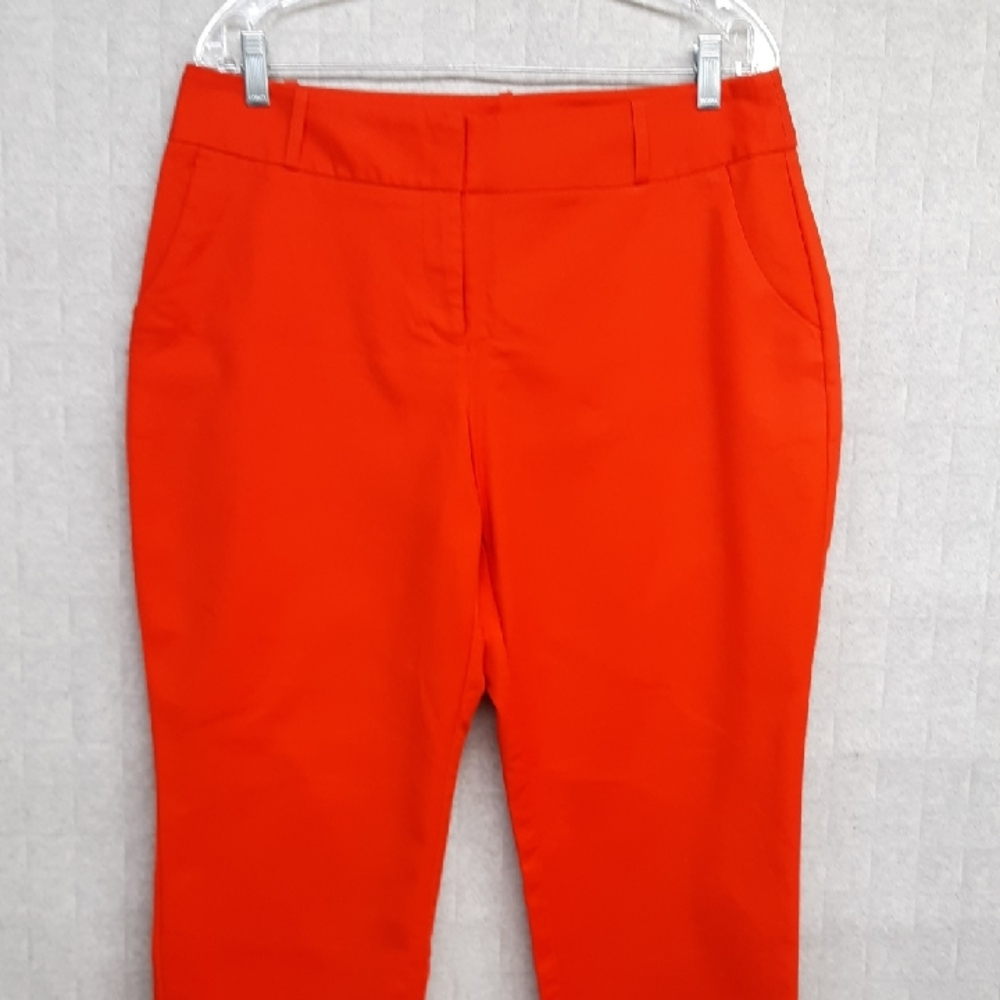 Worthington Vibrant Reddish Orange Curvy Fit Ankle Pants